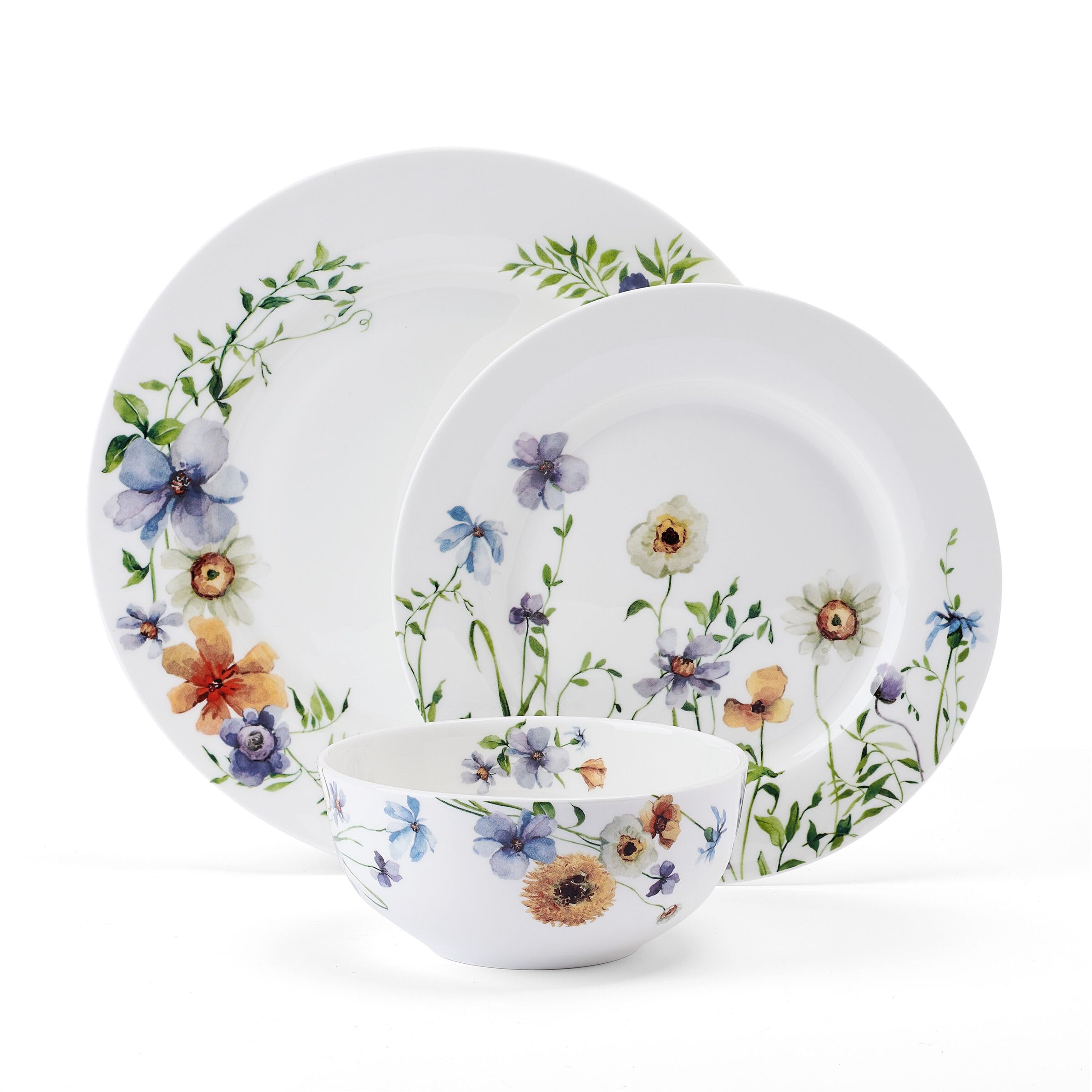 Condition photo showing Good Condition for mikasa audrina water color flowers bone china lightweight chip resistant 12 piece dinnerware set, service for 4, white(meadow serenade)