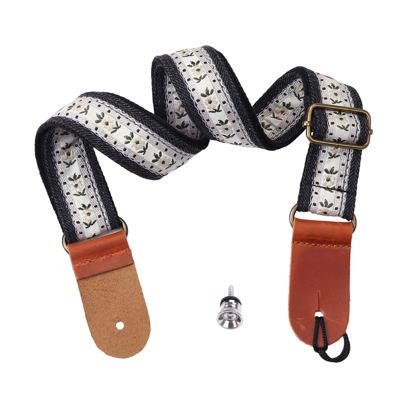 Qianly Ukulele Gurt Dekorativer Schultergurt für Viersaitige Ukulelen mit Aus Strapazierfähigem Polyester PU Als Gitarrenzubehör für Musikliebha, Style A