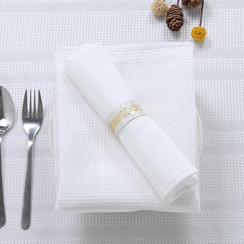Miniatura 6 de Home Queen Juego de manteles rectangulares repelentes al agua con diseño de gofres, mantel moderno vintage de 54 x 70 pulgadas con 4 servilletas,