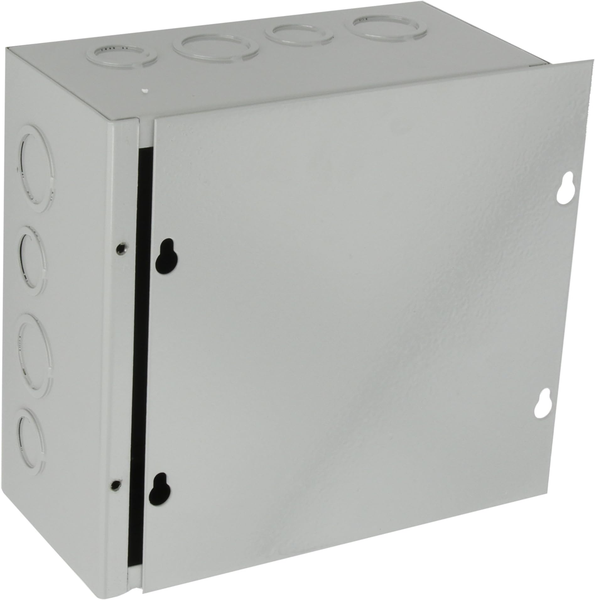 BudIndustries JB-3957-KO Steel NEMA 1 Sheet Metal Junction Box with Knockout and Lift-Off Screw Cover, 8" Width x 8" Height x 4" Depth, Gray Finish