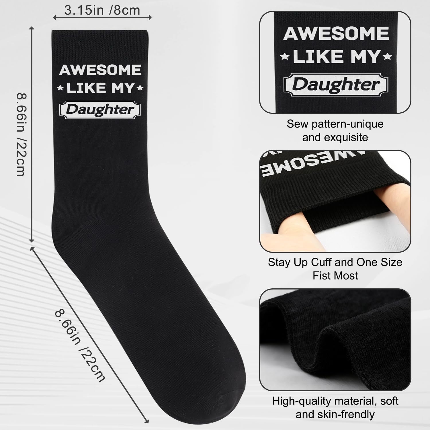 Juesly Father Day Gifts, Seamless Toe Breathable Funny Socks for Dad Grandpa Husband