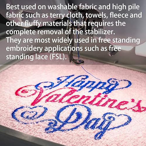 Miniatura 4 de Estabilizador soluble en agua para reverso y cobertura de bordado (rollo de 12 pulgadas x 50 yardas), estabilizadores de bordado Seneme de 1.5