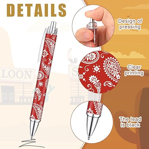 Miniatura 2 de Colarr 24 bolígrafos con temática occidental con impresión a granel, regalos de fiesta de vaquero occidental, bolígrafos de gel retráctiles negros,