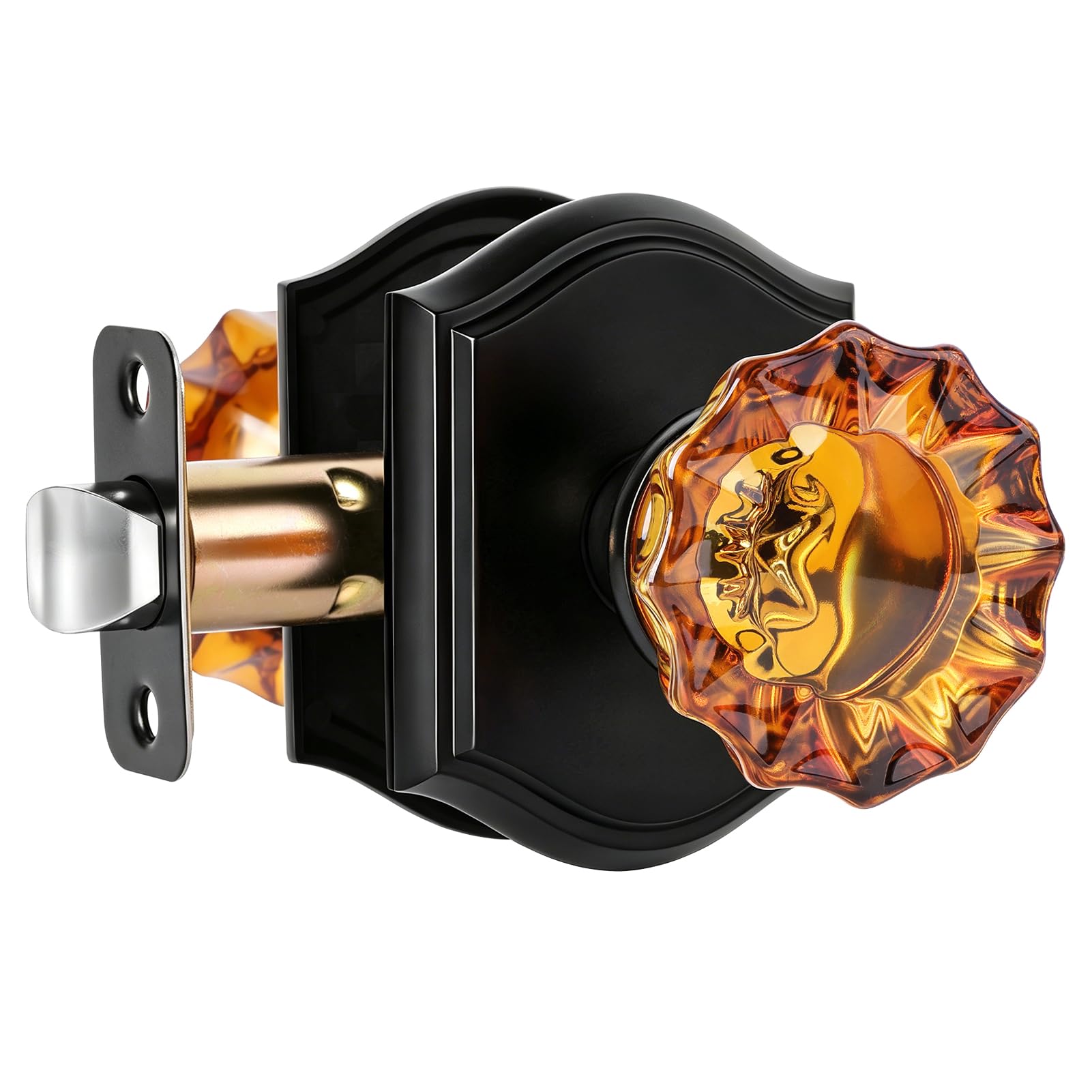 Purple Glass Door Knobs - Matte Black & Lock -20