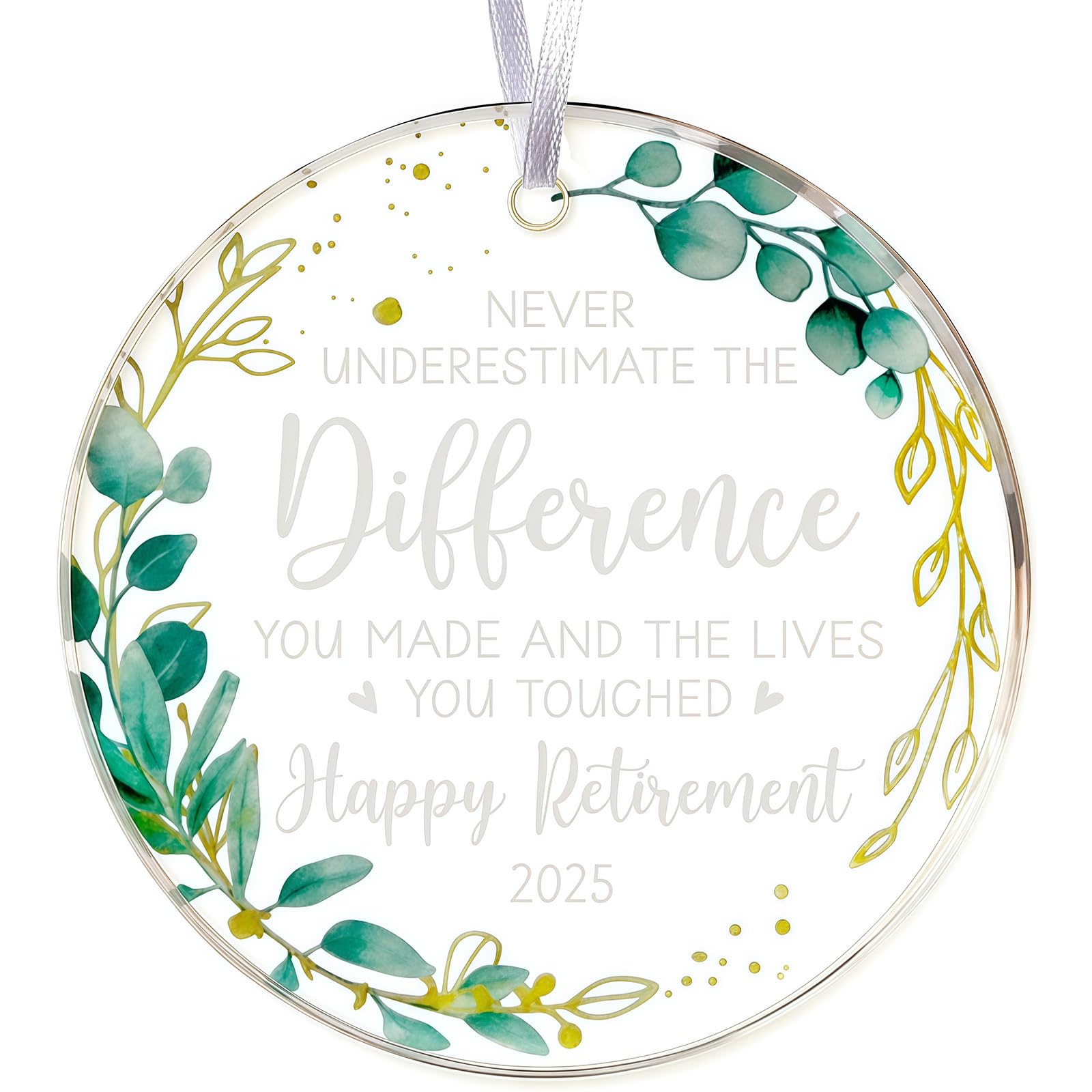 Tivleed Women's Green Retirement Gifts For Retirement Gifts, Glass Keepsake Ornament “Never Underestimate The Difference You Made And The Lives You Touched” Appreciation Gift For Retired Coworker, Nur