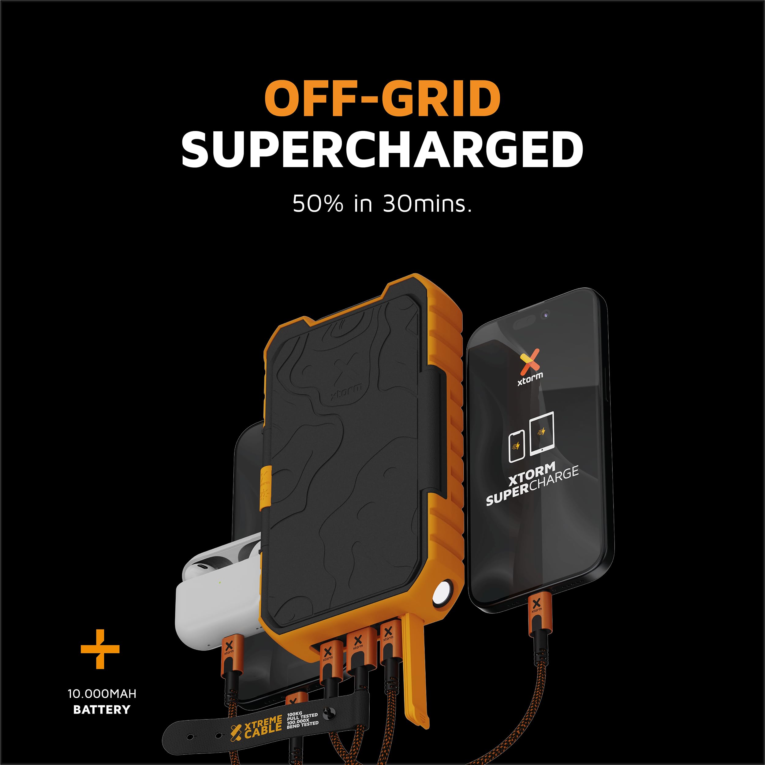 Xtorm Rugged Solar Power Bank 10000mAh 20W USB-C PD plastica riciclata rugged IP65 con pannelli solari Gen 24 XR203