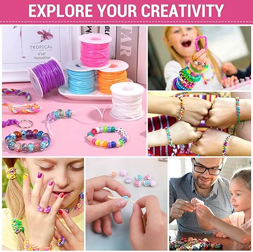 Miniatura 7 de cridoz - Kit de cuerda de cordón, paquete de 6 cordones de plástico, kit de tejido de cordón para pulseras, llaveros, manualidades