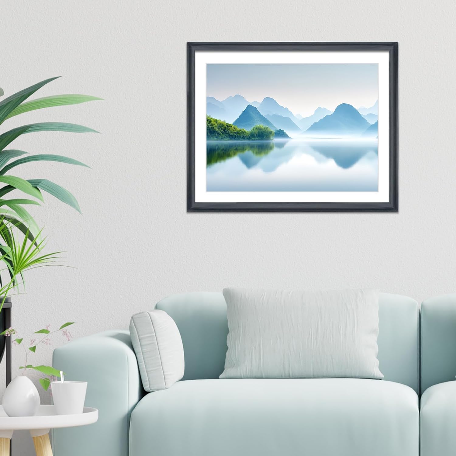 22x28 Panoramic Picture Frames Solid Wood ,With White Mat ,Fit 19x25 inch Photos with Mat or 22x28 without Mat，Poster Frame 22x28Photo Frames Family Wall 19x25 Picture Frame Black (L23B2228W1925)