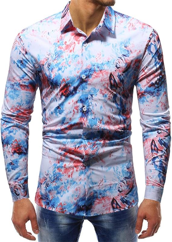 Amazon Angelo アロハシャツ シャツ メンズ 男 長袖シャツ トップス 総柄シャツ 夏 秋 タイト スリム カジュアル メンズ ファッション オシャレシャツ プリント オシャレ アロハ 個性的 シャツ 通販