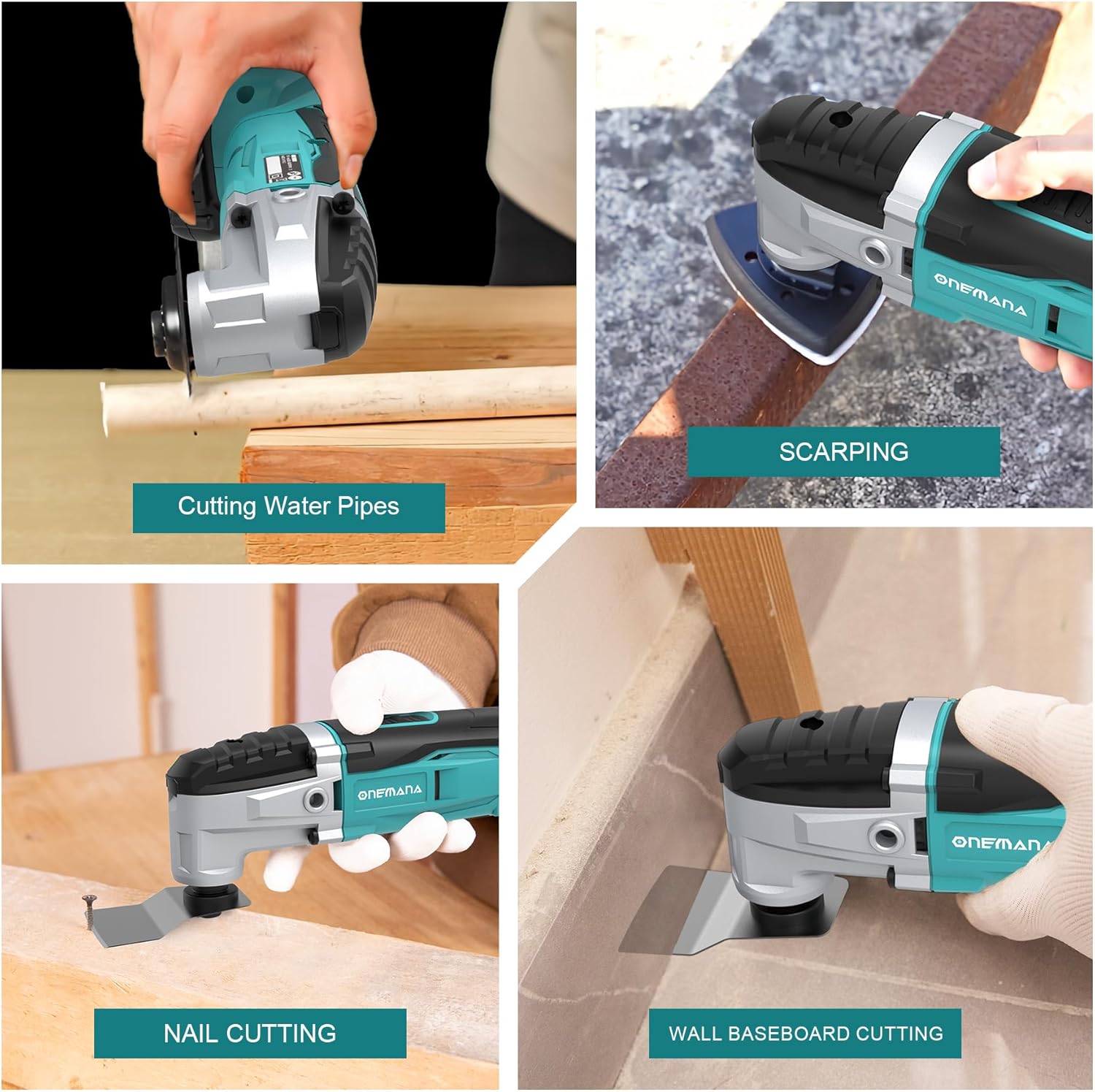 18V Oscillating MultiTool Cordless,18000RPM 6 Variable Speed Multi Tool for Cutting Wood Drywall Nails Remove Grout & Sanding(Tool Only) - Image 3