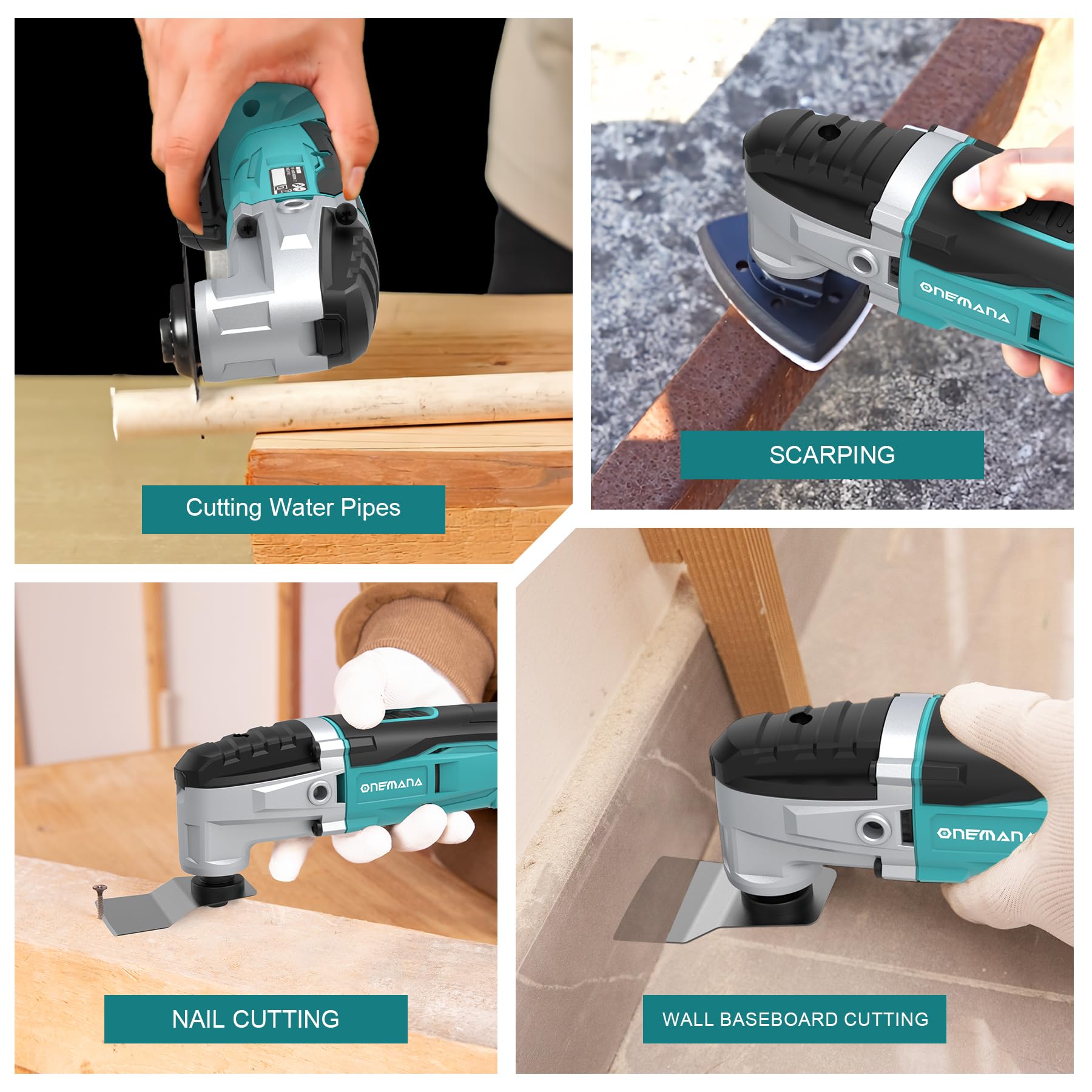 Herramienta Multifunción Oscilante inalámbrica Brushless | Set de Herramientas Oscilantes + Sierra Oscilante para Cortar, Clavar, Rascar & Pulir | Solo Herramienta (Sin Accesorios)