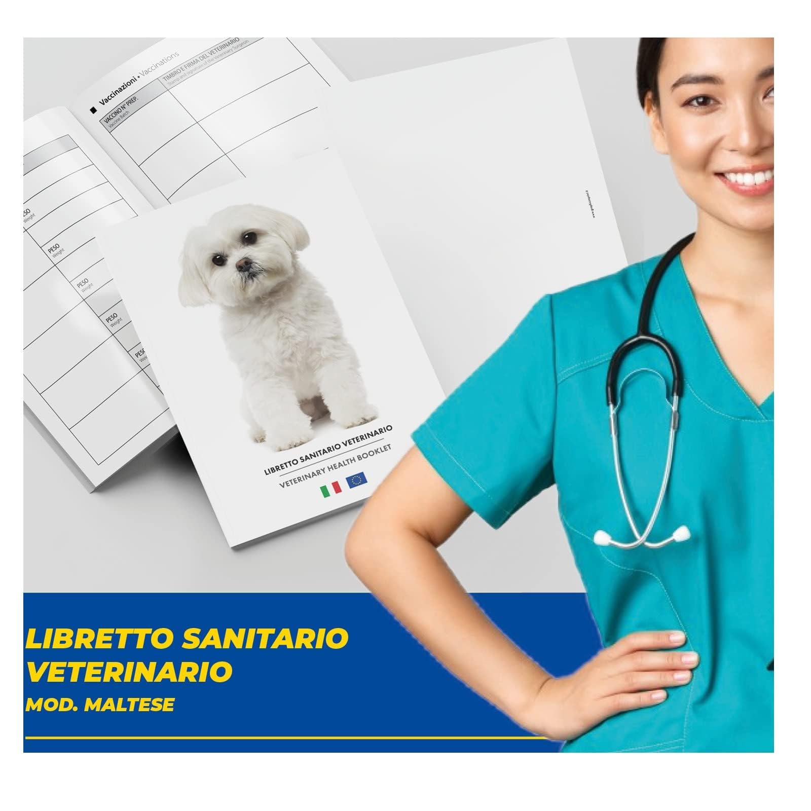 LIBRETTO SANITARIO VETERINARIO 15X21 CM - Maltese - ideale per i nostri amici a 4 zampe (25)