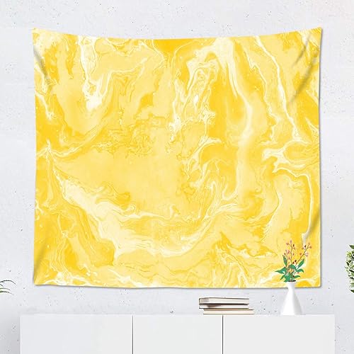 Suklly Tapestry Wall Hanging Polyester Handmade Marble Texture Yellow Colour Can Home Decor Living Room Bedroom Dorm 60 X 80 Inches Picnic Mat Beach Towel