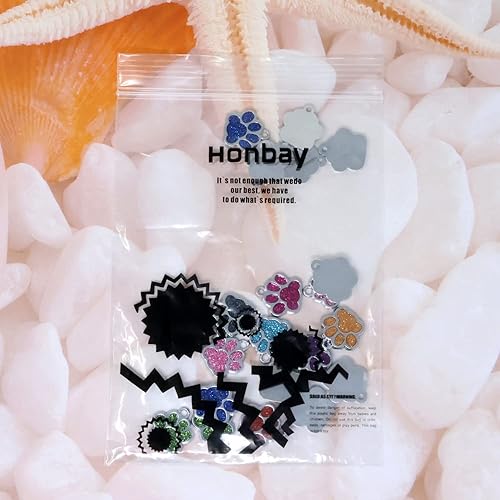 Miniatura 9 de Honbay 20 colgantes de aleación esmaltada con purpurina de oso cachorro y gatito, lindos animales, mascotas, gatos, perros, huellas de patas,