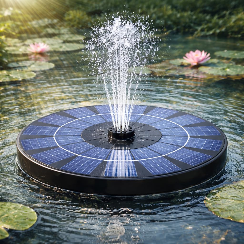 2.5W Solar Fountain Pump for Bird Bath, Floating Solar Water Fountain Pump for Garden Pond, Pool & Fish Tank | Eco-Friendly Solar Powered Outdoor Fountain with Multiple Spray Patterns-image-9