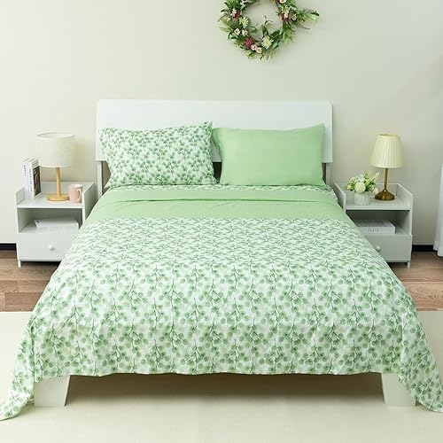 Miniatura 8 de ARTALL Juego de sábanas de microfibra para todas las estaciones de 4 piezas, incluye 2 fundas de almohada, 1 sábana encimera, 1 sábana bajera con