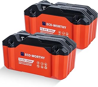 2 Pack Portable 12V 20AH LiFePO4 Battery, Lithium Deep Cycle Rechargeable Battery, Built-in BMS, 4000+ Cycles,Perfect for Outdoor Camping Fishing Marine Trolling Motor Fishfinder RV