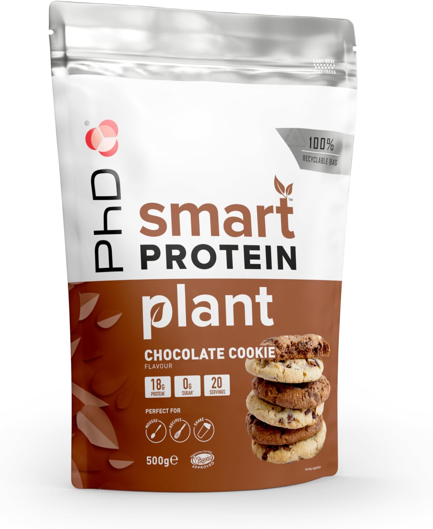 Smart Plant, High Protein Vegan Shake, Ideal for Shakes, Baking and Deserts, Chocolate Cookie Flavour, 20 Servings per 500 g Bag