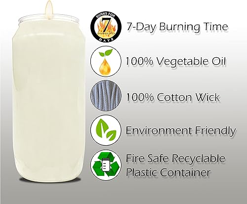 Miniatura 3 de Hyoola Velas de oración blancas de 7 días, paquete de 6 velas de pilar de 6 pulgadas de alto para religiosas, conmemorativas, decoración de fiestas,
