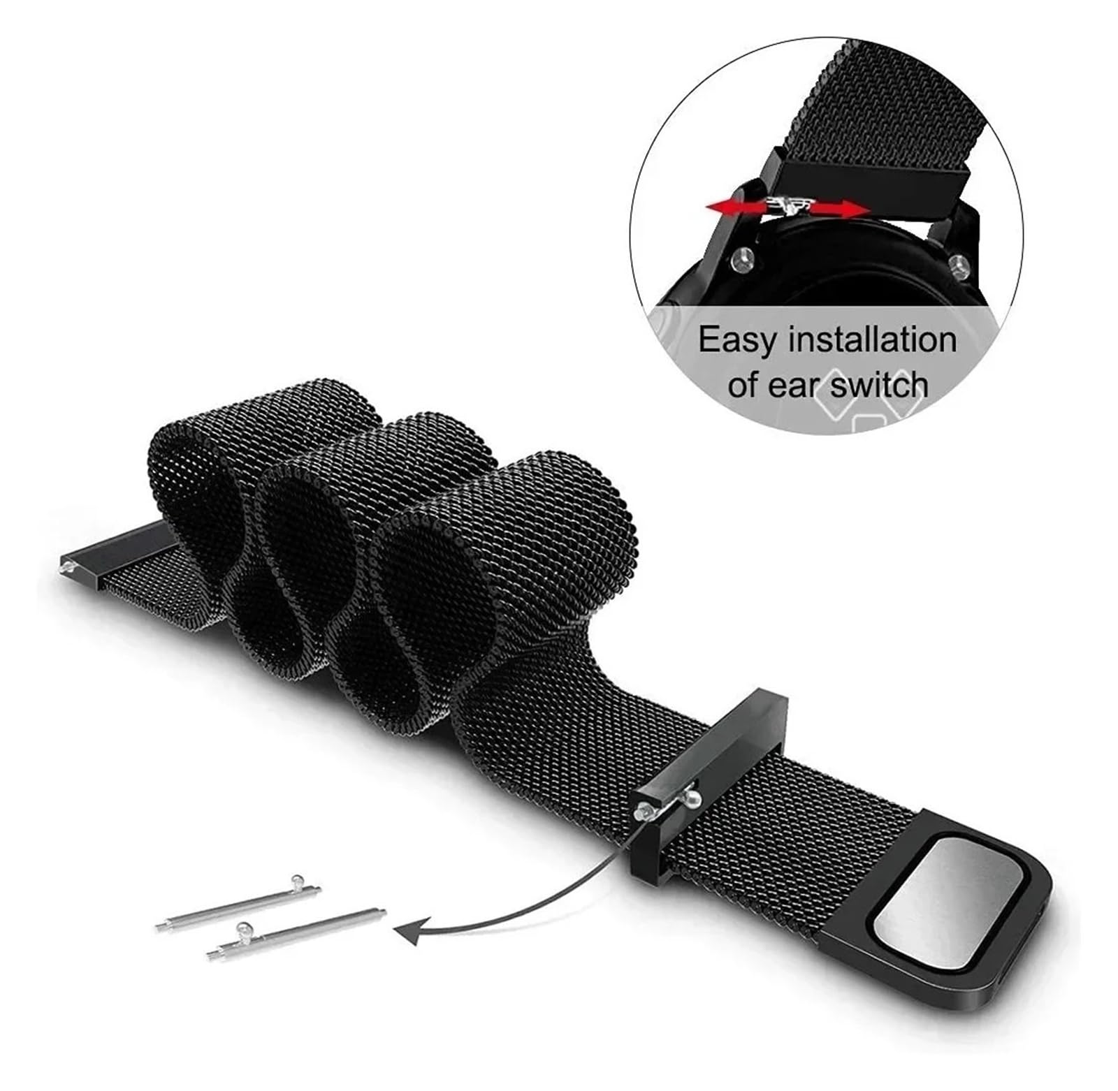 Bracelet magnétique en acier inoxydable avec boucle milanaise 20/22 mm pour Samsung Galaxy Watch 7 6 5 4 40 mm 44 mm pour S3 Huawei GT4 GT3 (rouge, 20 mm)