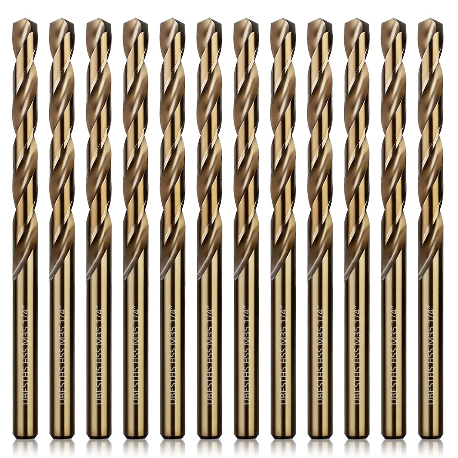 1/4" Cobalt Drill Bits 12Pcs, M35 HSS Metal Drill Bit Set with Storage Case for Hard Metal, Stainless Steel, Cast Iron