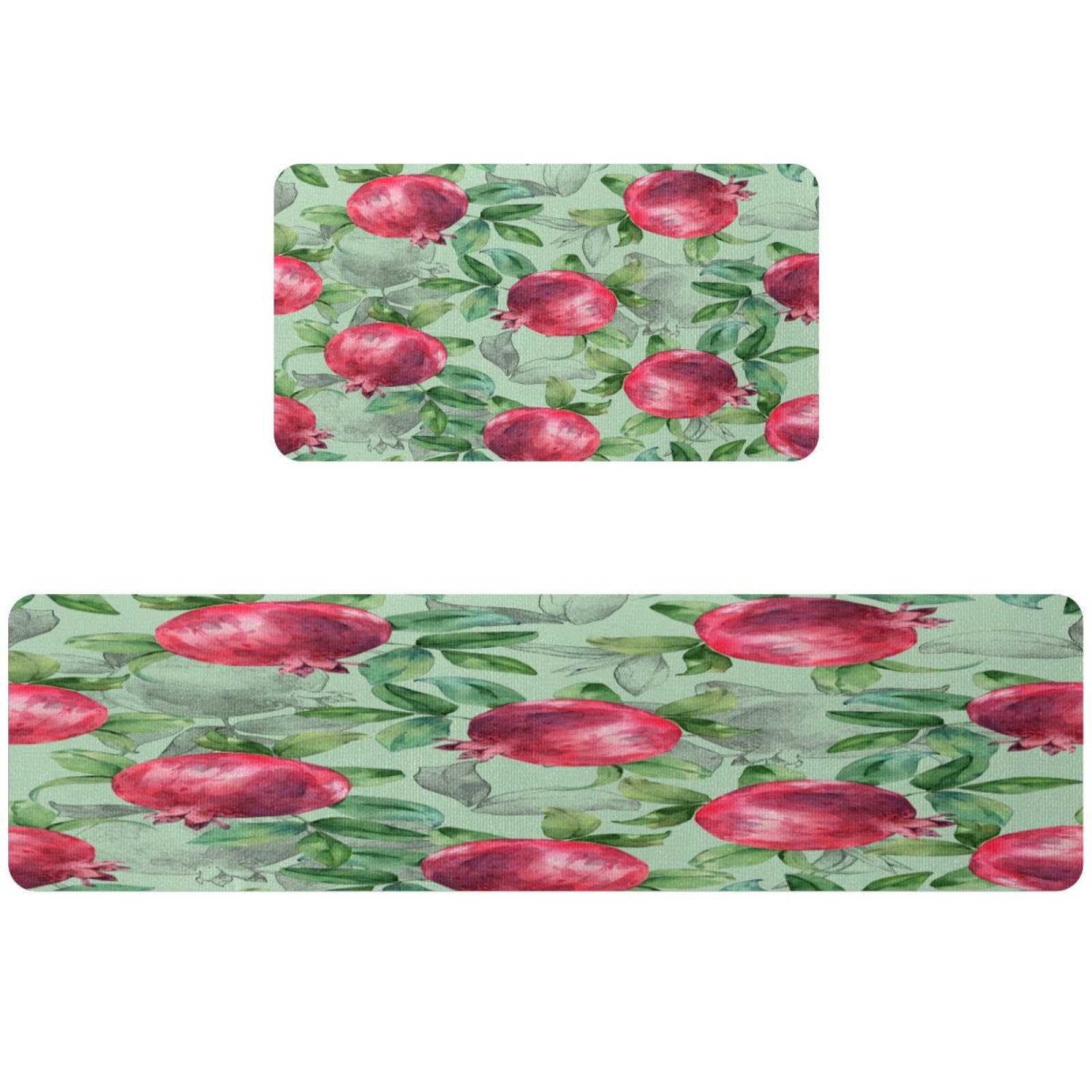 Alfombrillas de cocina VAPOKF a rayas con cerezas pack de 2 lavables y absorbentes