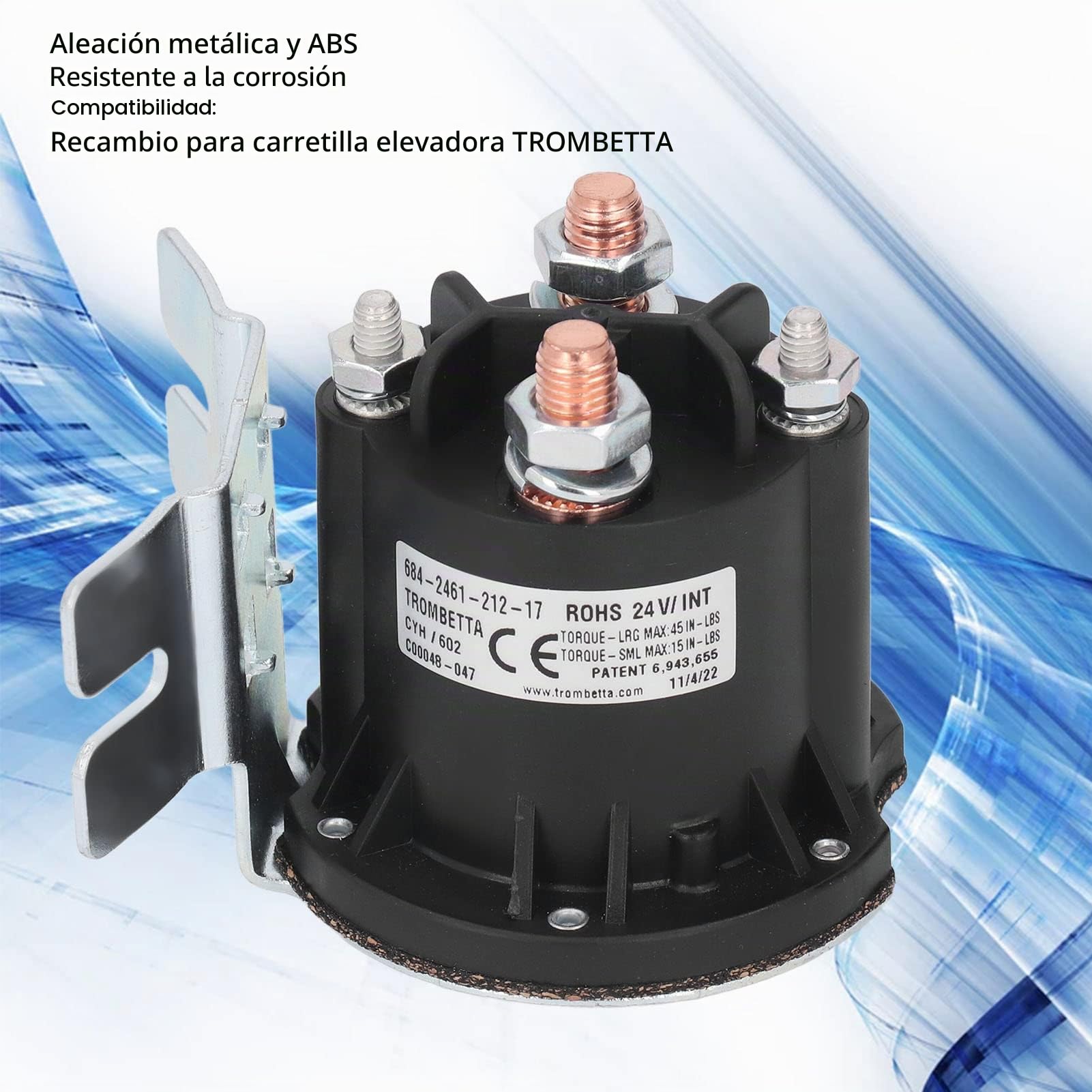 Contactor DC24V 150A DC Compatible con Carretilla Elevadora TROMBETTA, Contactor DC de Bomba de Aceite Estable de Alta Sensibilidad, Número OE 684 2461 212 17