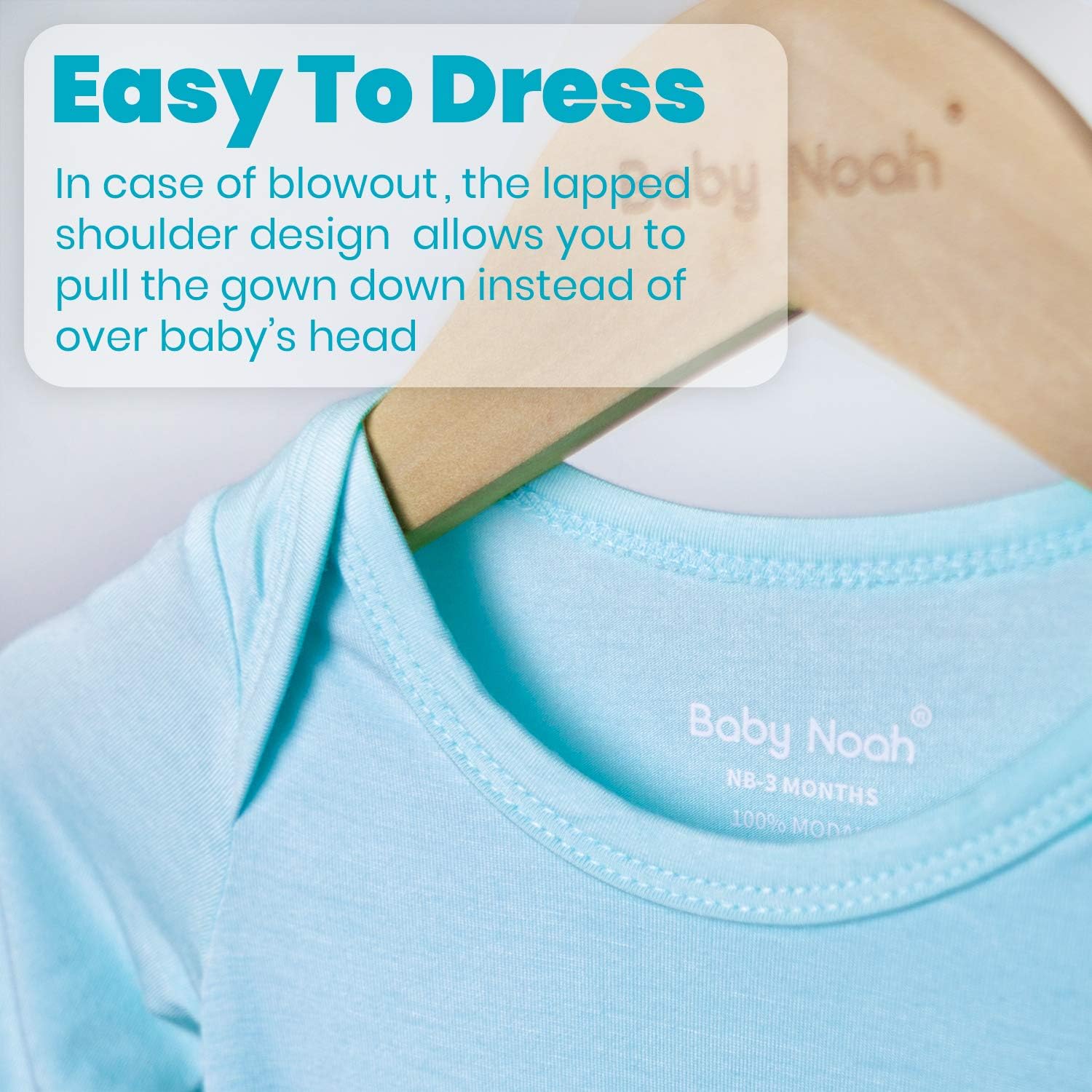 Newborn Baby Knotted Gown, Super Soft Silky Infant Long Sleeve Sleeper for Baby Girl and Boy Sleeping Bag with Hat (Sky Blue, 0-3 Months) - Image 3