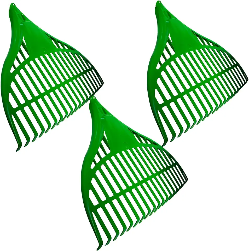 Kit 3 Vassoura Rastelo De Jardim 20 Dentes e 47cm Para Folhas, Gramado, Feno, Palha, Sem Cabo - Plasdoni