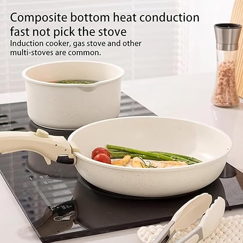 Miniatura 4 de Gourmetific - Juego de utensilios de cocina, sartenes antiadherentes y ollas 91217 unidades, sartenes con asas extraíbles, juego de ollas y sartenes