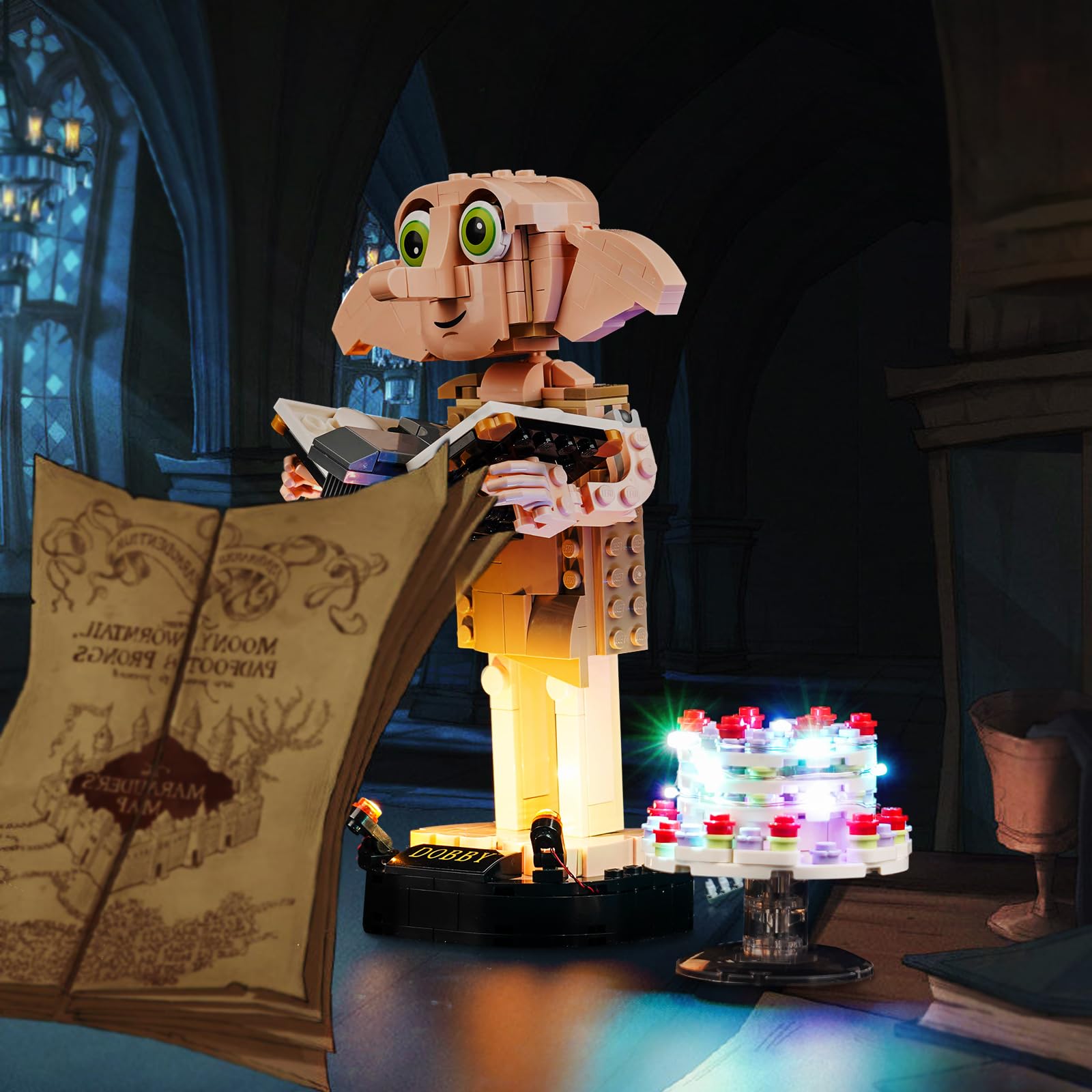 BrickBling Kit d'éclairage LED pour Lego Dobby The House-Elf (pas de Lego), kit d'éclairage décoratif pour Lego 76421 Harry Potter Dobby l'elfe de la maison - Jouet créatif