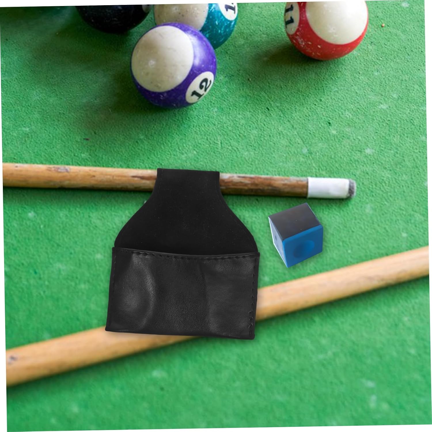 Toddmomy Billiards Hanging Bag Pool Cue Storage Bag Chalk Clamp Accessory for Snooker and Pool