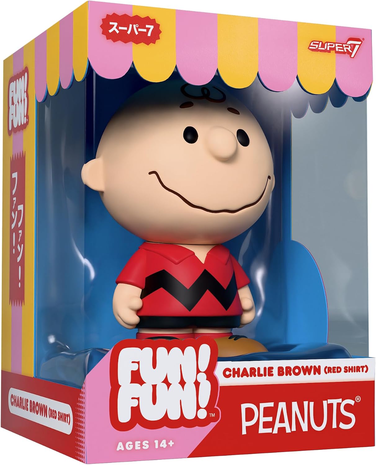 Super7 Fun! Fun! Peanuts Charlie Brown (Red Shirt) Vinyl Figure - 5" Peanuts Action Figure - Classic Cartoon Collectibles and Retro Toys