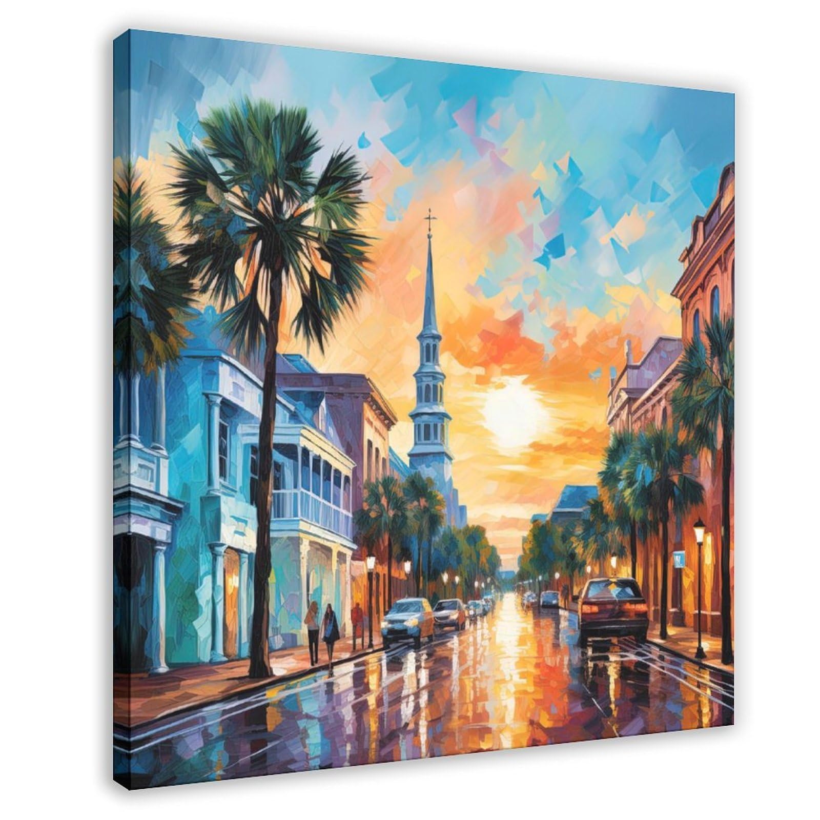 Charleston, South Carolina Poster Tin Sign Vintage Metal Pub Club Cafe Bar Home Wall Art Decoration Poster Retro 24"L X 24"W