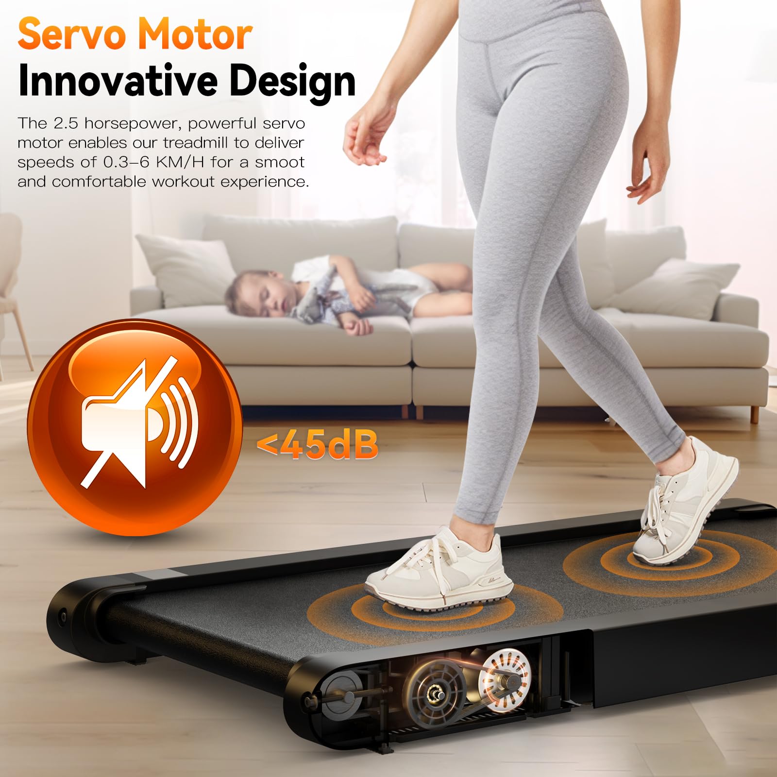 Freepi 3 in 1 Walking Vibration Pad,3.8 MPH Tapis Roulant with Remote Control and APP,2.5 HP Servo Motor Walking Treadmill Pad for Home and Office — view 5