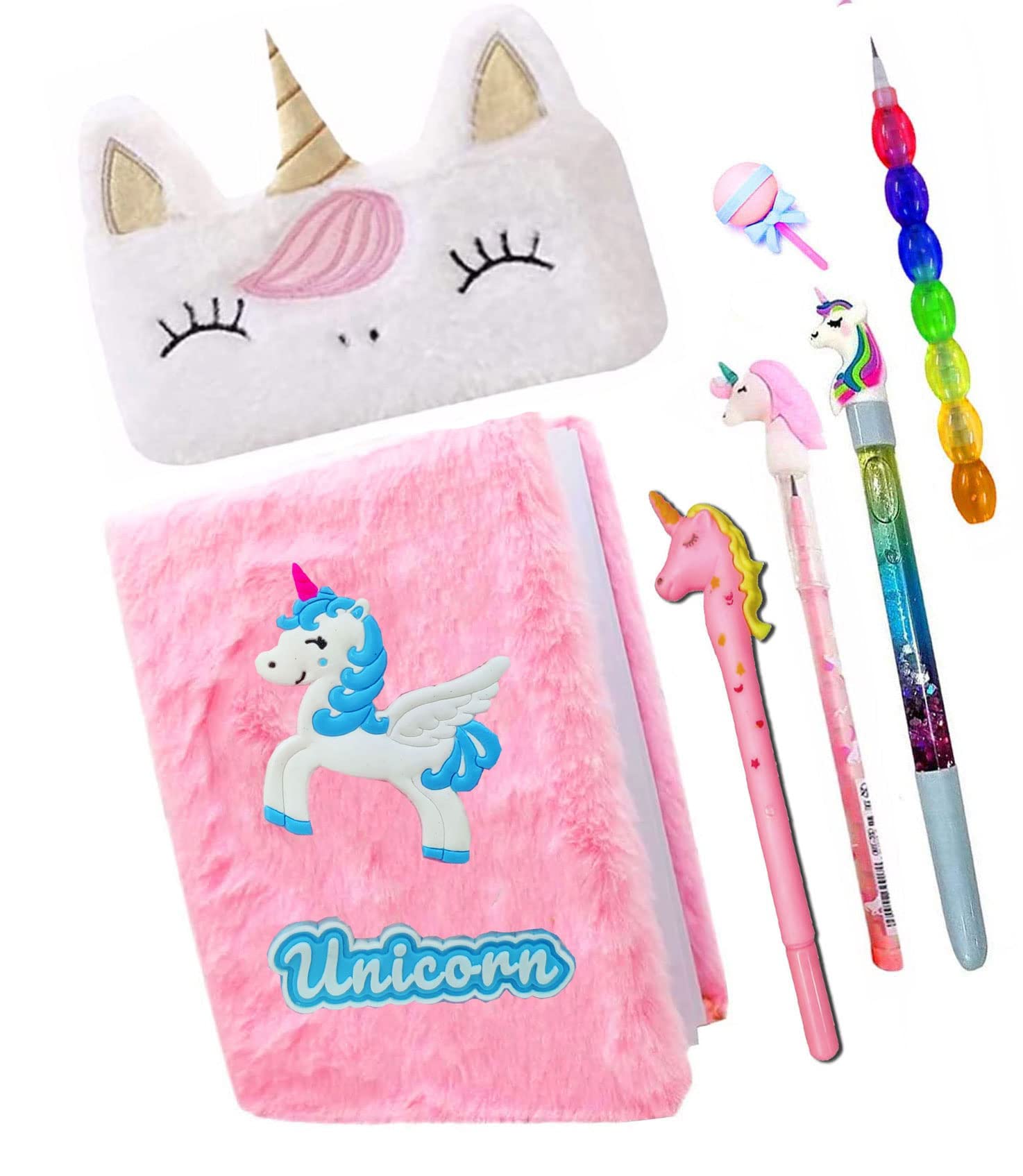 Neel® 7pcs unicorn combo unicorn mini fur diary for girls, unicorn A6 Size furry notebook for girl with fur pencil box/case, unicorn pen, unicorn bullet pencil, eraser best return gift set (Combo 1) (B0B4G65CPG) Amazon Price History, Amazon Price Tracker