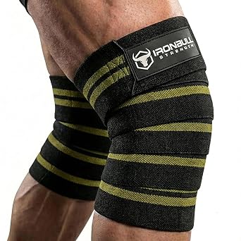 Knee Wraps for Weightlifting - 80" Elastic Knee Straps for Squats and Weightlifting - Lifting Knee Wraps for Strength & Compression Wraps - Knee Support for Squats, Powerlifting, Gym Black/Green