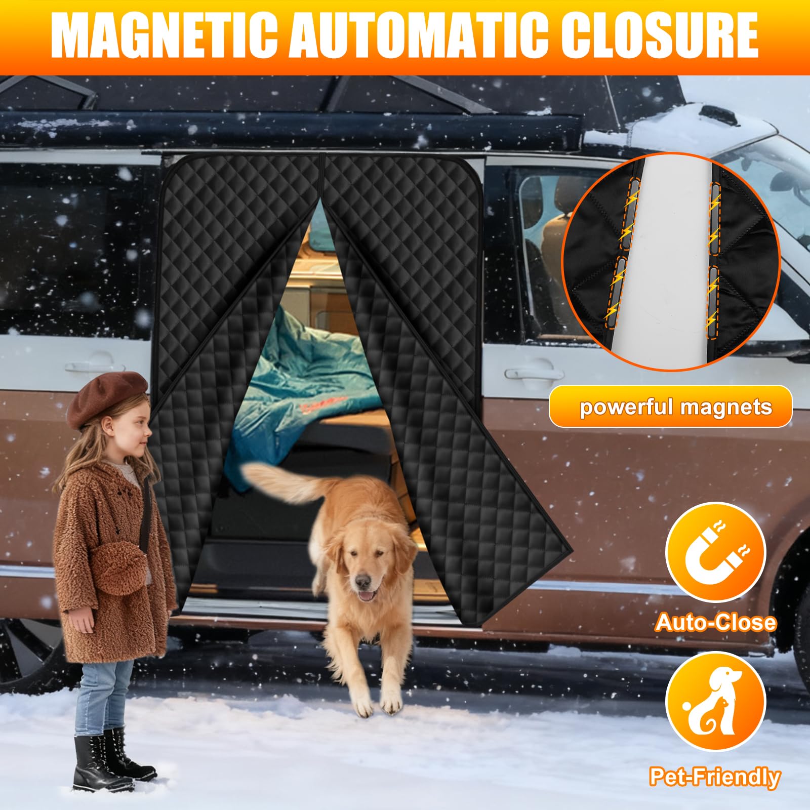 Isolierung Seitentür Türabdeckung kompatibel mit VW T5 T6 T6.1 California, Magnetischer Van Isolierte Thermovorhang, 420D Oxford Gewebe Isolierdecke Camping Reise, Einfache Installation