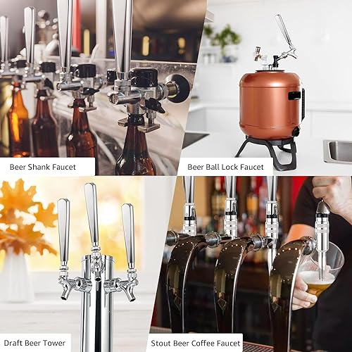 Miniatura 7 de Dbgogo Manijas de grifo de cerveza, 2 piezas de acero inoxidable 304 comercial de barril de cerveza de barril de cerveza mango de grifo de cerveza