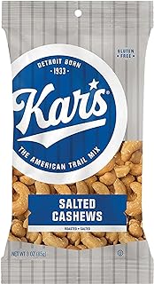 Kar’s Nuts Salted Cashews, 3 oz Individual Snack Packs – Bulk Pack of 12, Gluten-Free Snack Mix