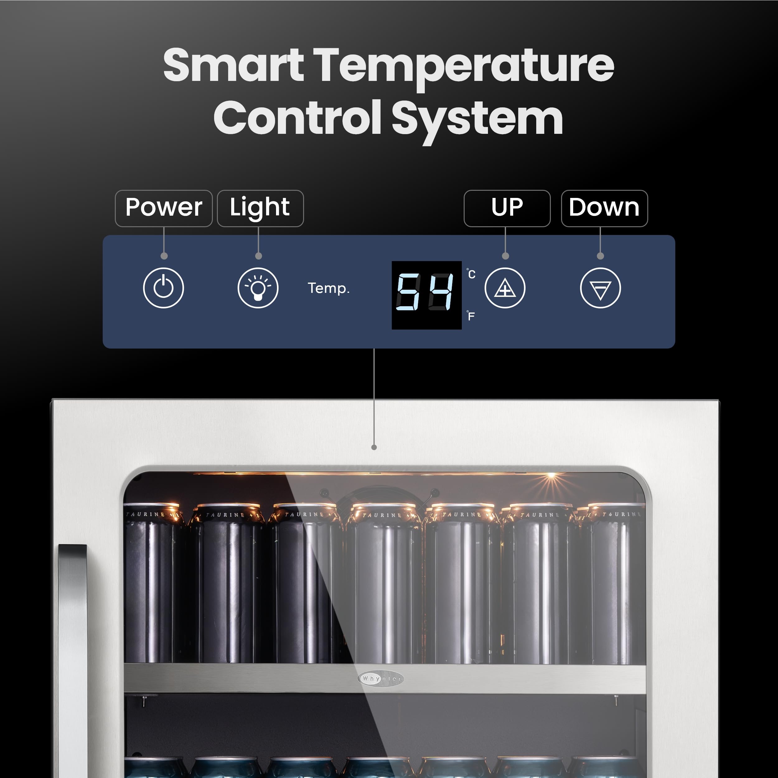 Whynter Bsr-140sb 24 Inch Built-Ln 140 Cans Undercounter Stainless Steel Beverage Fridge With Reversible Door, Digital Control, Lock, And Carbon Filter on Fridge.com - View 2