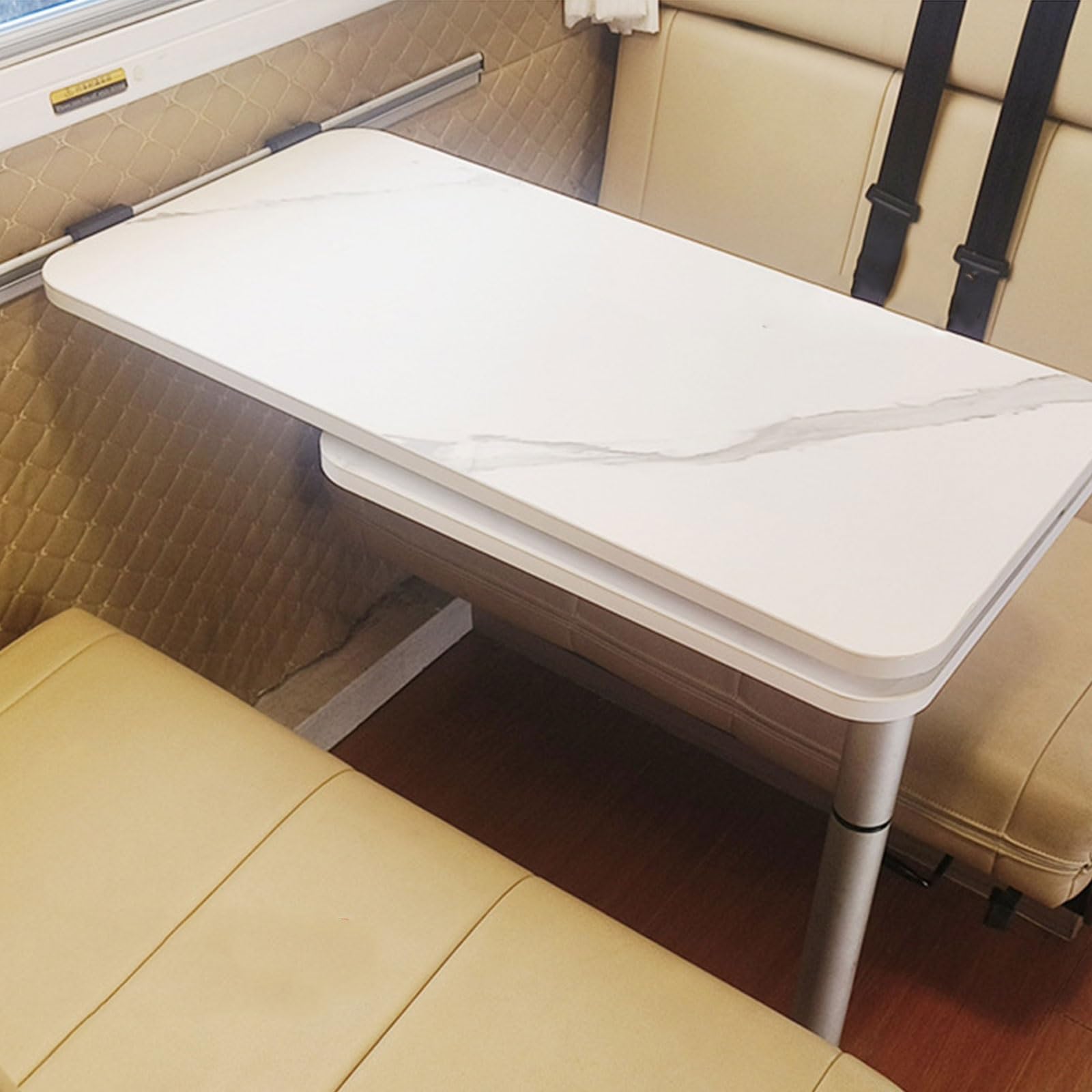 Mesa Plegable para Caravana, Mesas Giratorias de 360 ​​Grados para El Interior de Una Caravana, Accesorios Extraíbles para Caravana, Pontón(White)