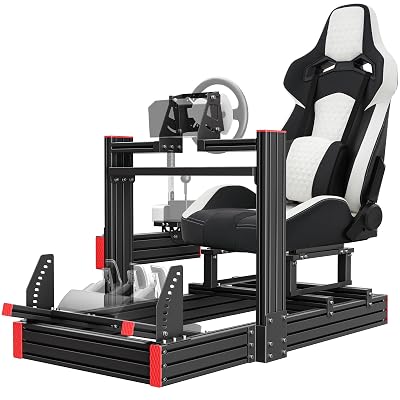 Racing Simulator Cockpit Stand with Elite Series Racing Seats for Logitech/Thrustmaster/Fanatec G29 G920 G923 T80 T300,djustable Steering Wheel Stand,Not Included Wheel,Pedals & Shifter