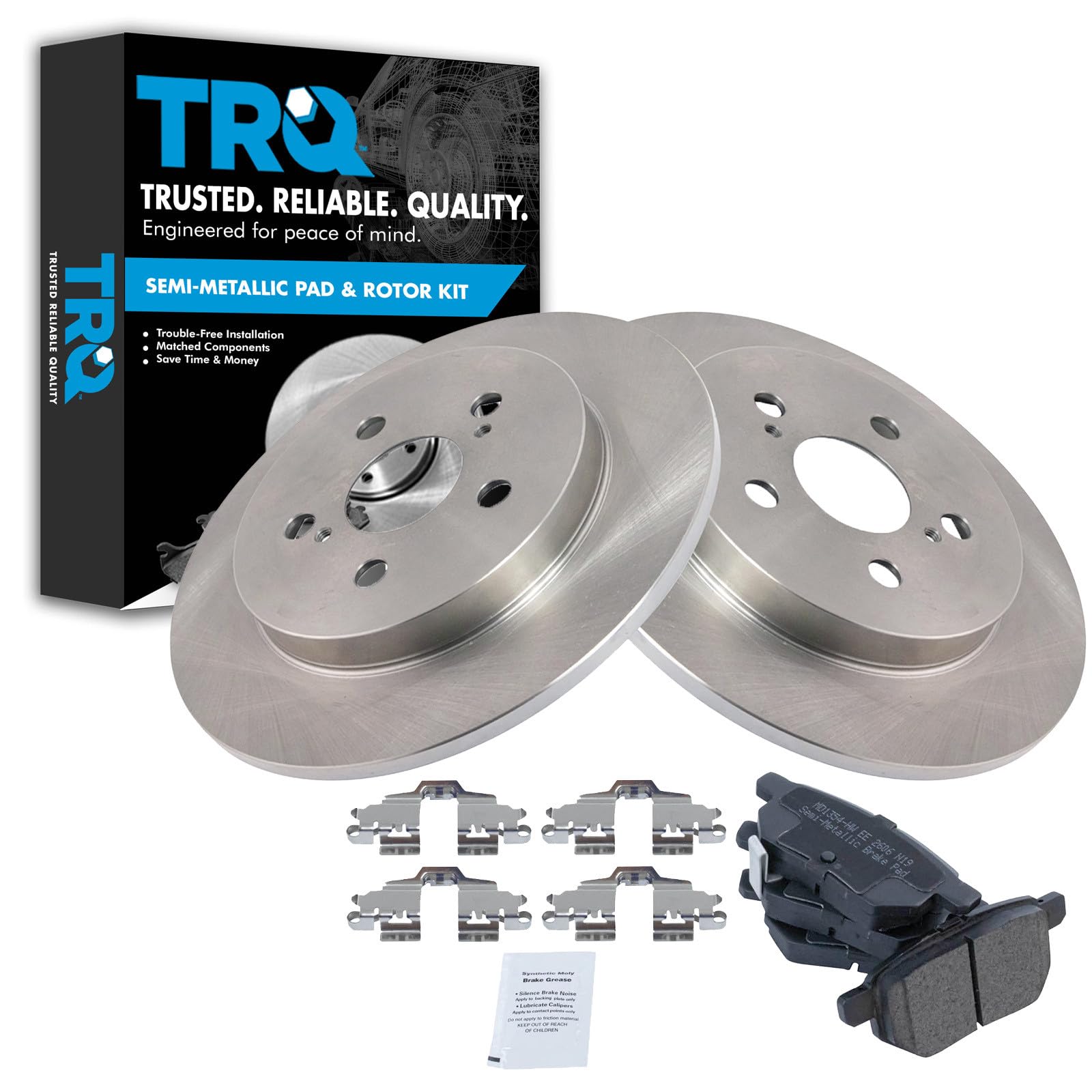TRQ Rear Brake Pad &amp; Rotor Semi Metallic