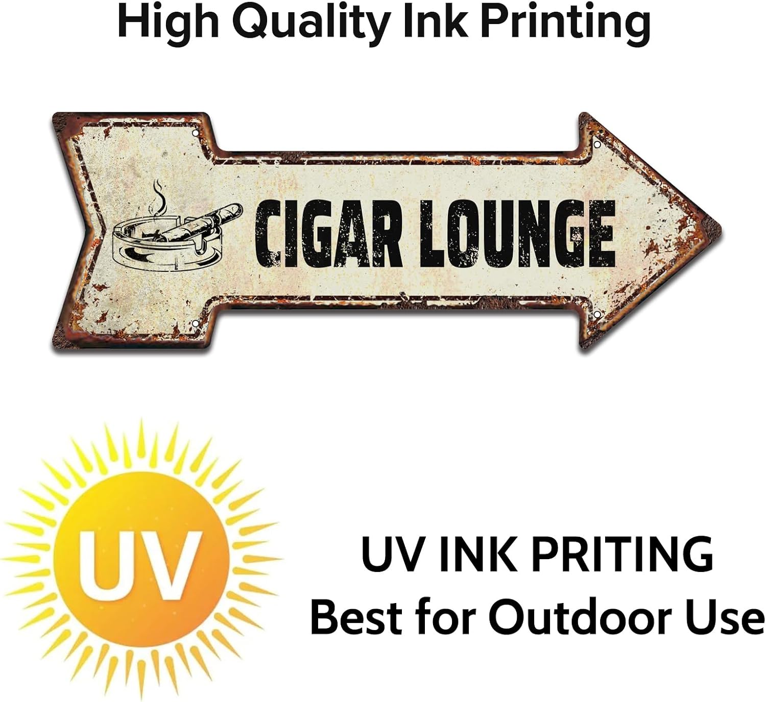 Cigar Lounge Metal Arrow Sign, Party or Smoking Shop, 6 x 18 Inch image 3