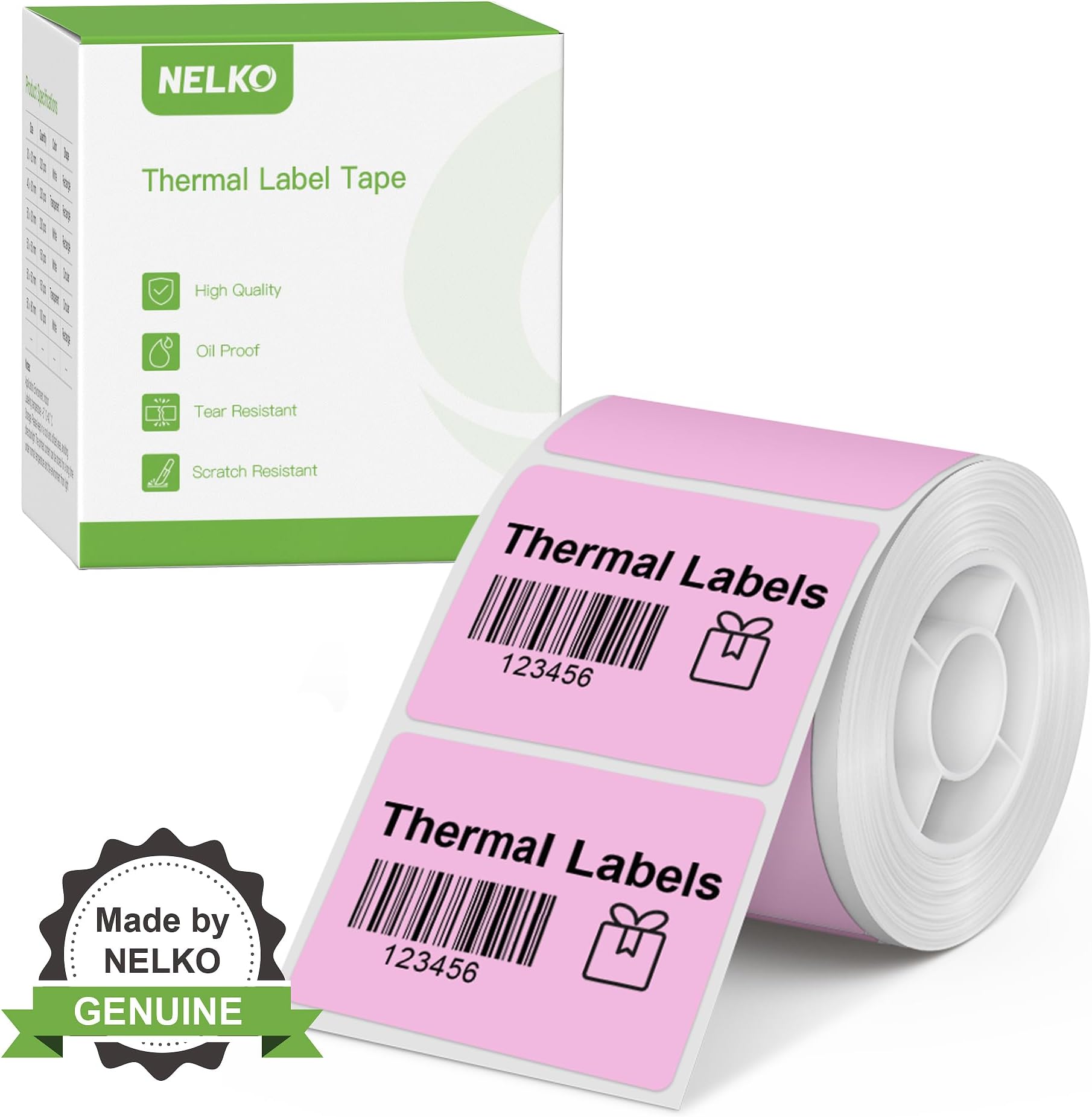 Thermal Labels for PM220 Label Maker, 1.57'' x 1.18'' (40x30mm) Thermal Sticker Label, Waterproof, Multi-Purpose Label Tape, 1 Roll of 230 Self-Adhesive Thermal Paper (Pink)