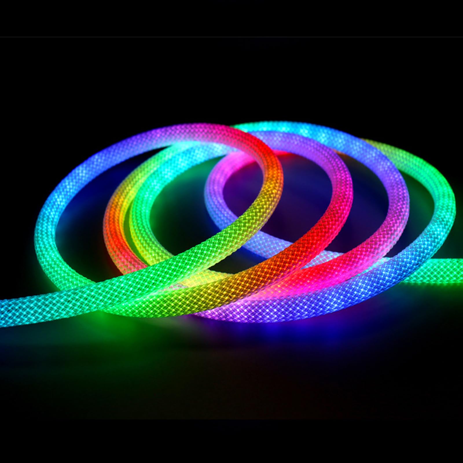 Tira LED de neón USB RGB+IC, 5 m, Bluetooth Neon LED Strip RGBIC regulable banda LED exterior IP65 resistente al agua, 50 LED/M, control por aplicación, iluminación de 360°, tira LED para exterior e