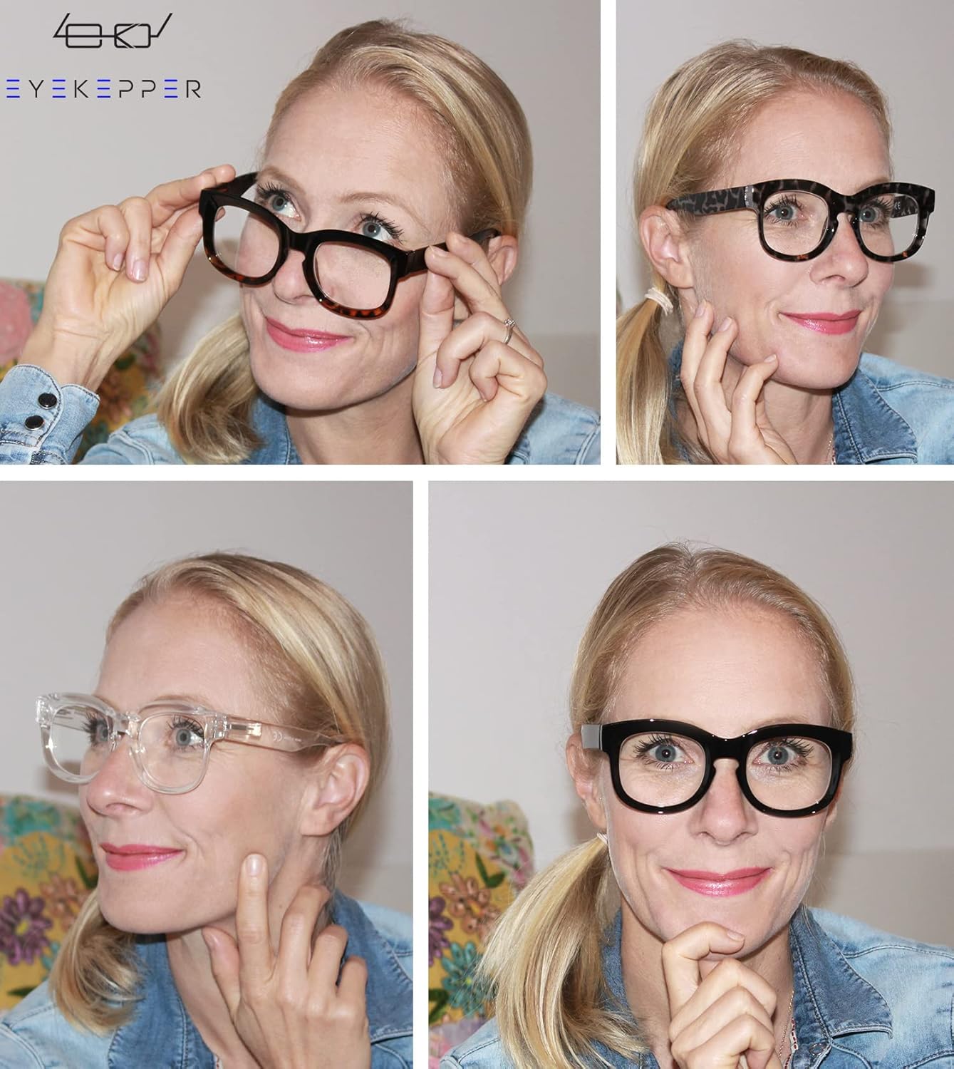 Eyekepper 4 Packing Large Frame Glasses for Women Reading - Oversize Reading Eyeglasses Readers +1.50