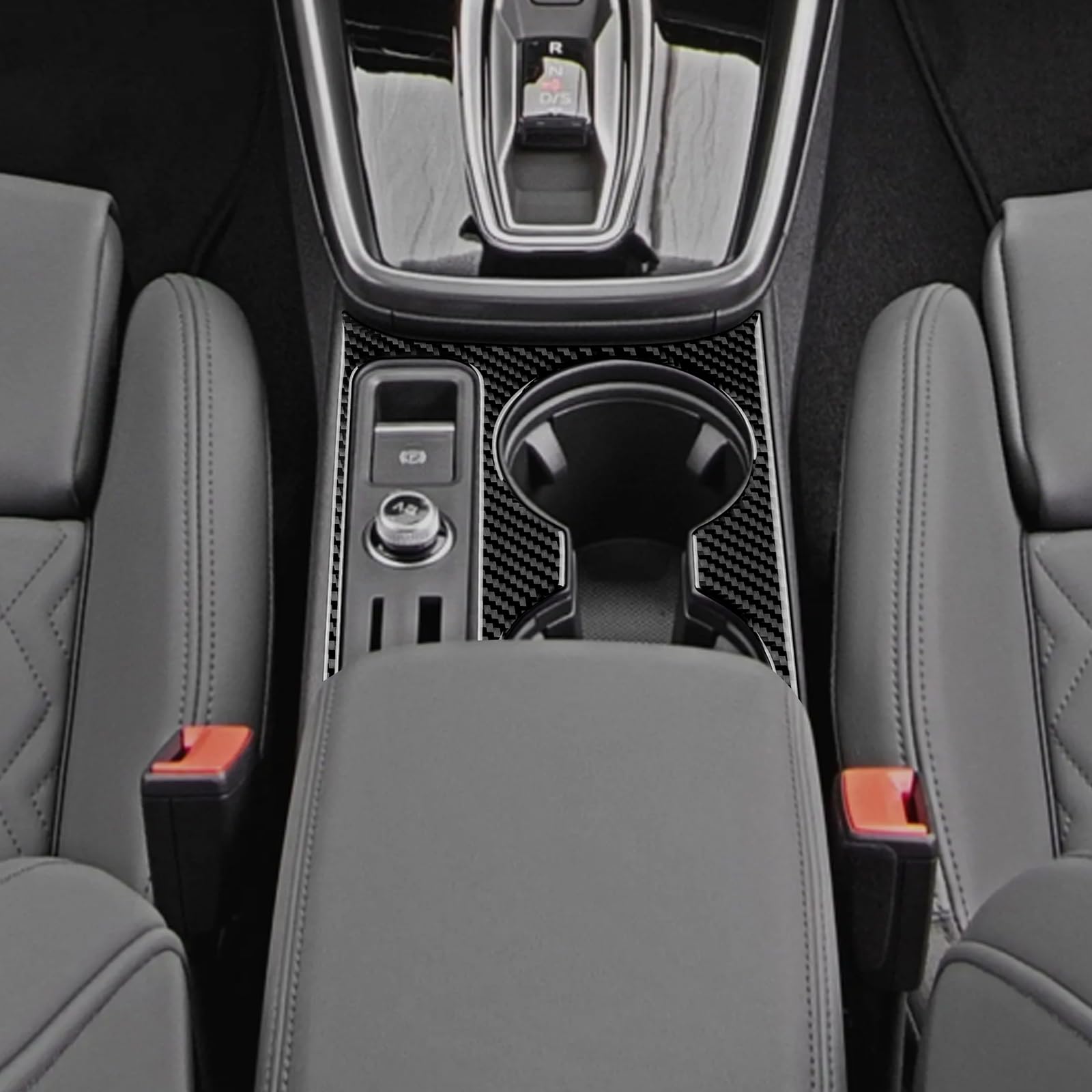 KUNGKIC Per Audi A3 S3 8Y 2025 2026 in fibra di carbonio auto controllo centralizzato copertura del portabicchieri porta bicchieri pannello adesivo interno accessorio regalo (nero)