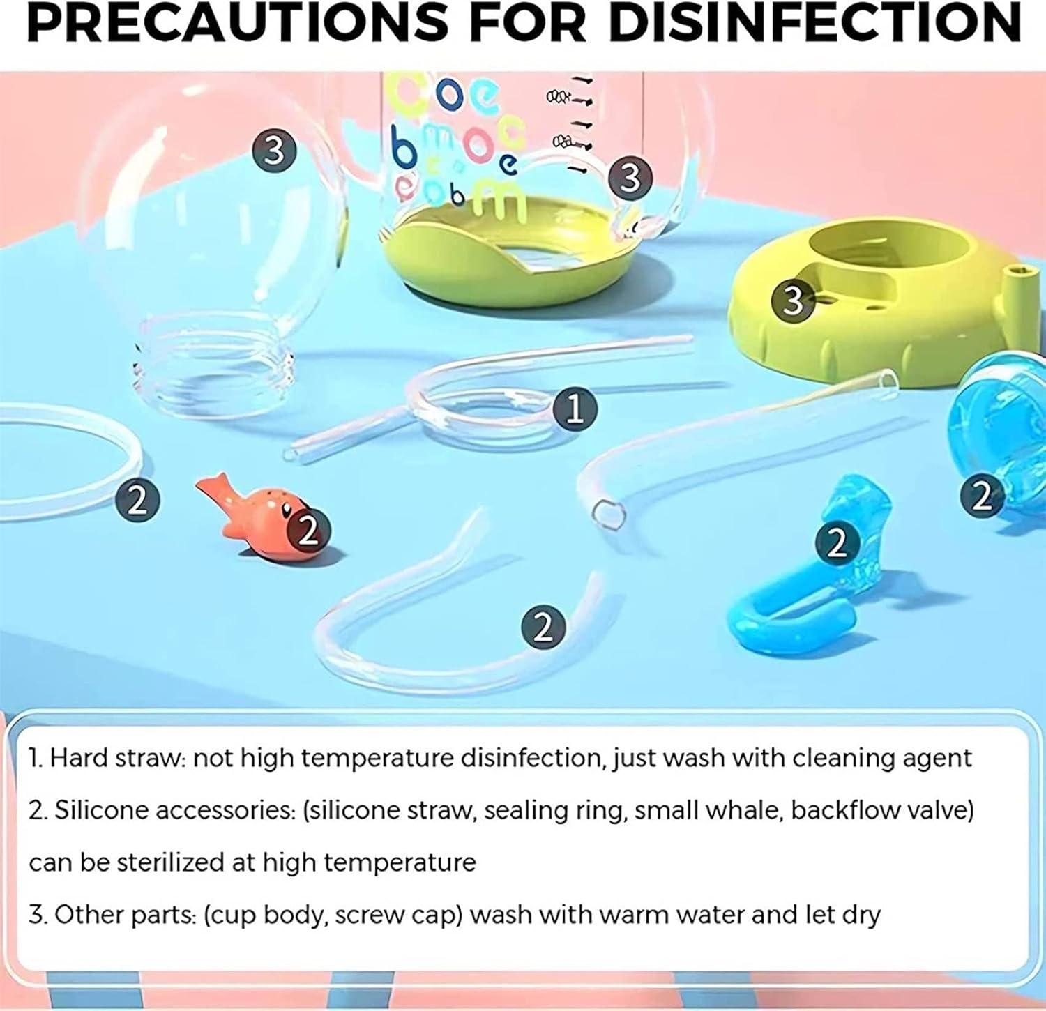 Drinking Cup With Whale Squirt, Cute Whale Cup Water Bottle, Whales Spray Sippy Cups, Leak Proof Weighted Straw Cups for kids (220ml/Green) - Image 5